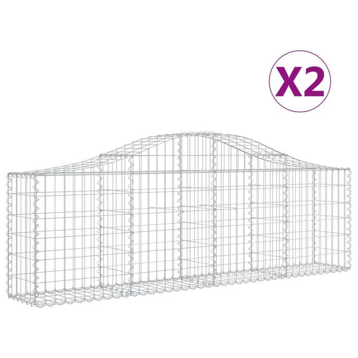 Paniers à gabions arqués 2 pcs 200x30x60/80 cm Fer galvanisé - Photo n°2