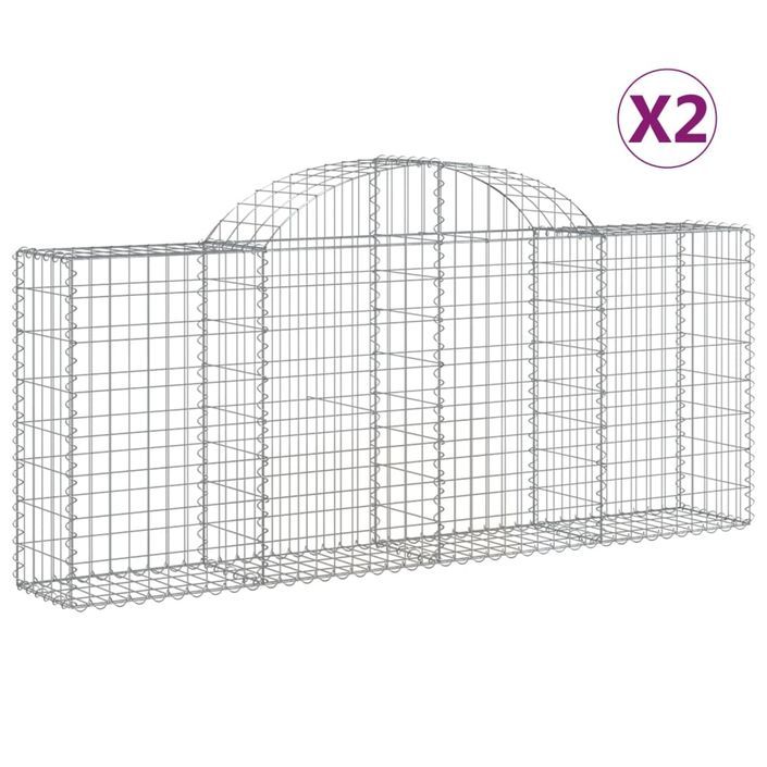 Paniers à gabions arqués 2 pcs 200x30x80/100 cm Fer galvanisé - Photo n°2