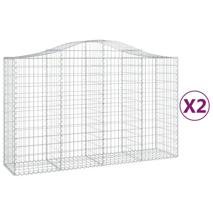 Paniers à gabions arqués 2 pcs 200x50x120/140 cm Fer galvanisé - Photo n°2