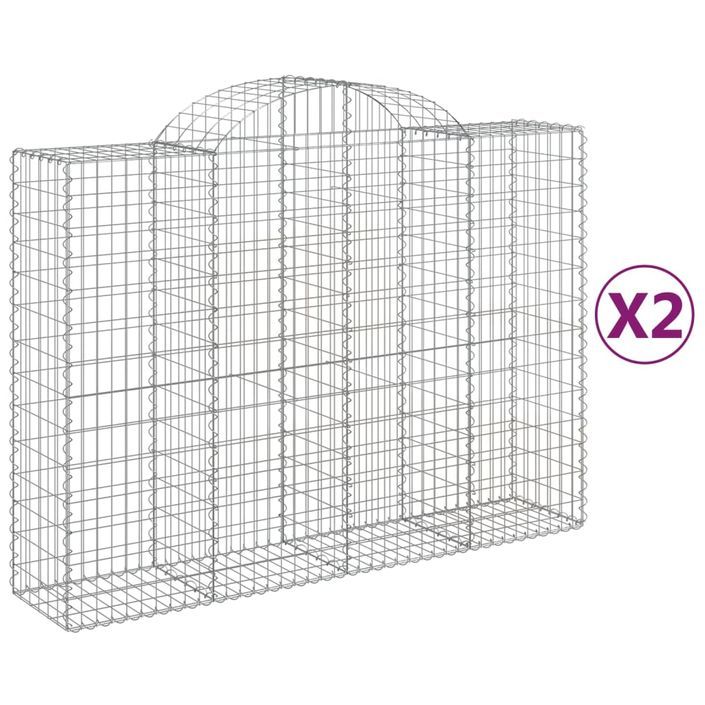 Paniers à gabions arqués 2 pcs 200x50x140/160 cm Fer galvanisé - Photo n°2