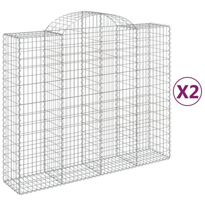 Paniers à gabions arqués 2 pcs 200x50x160/180 cm Fer galvanisé - Photo n°2