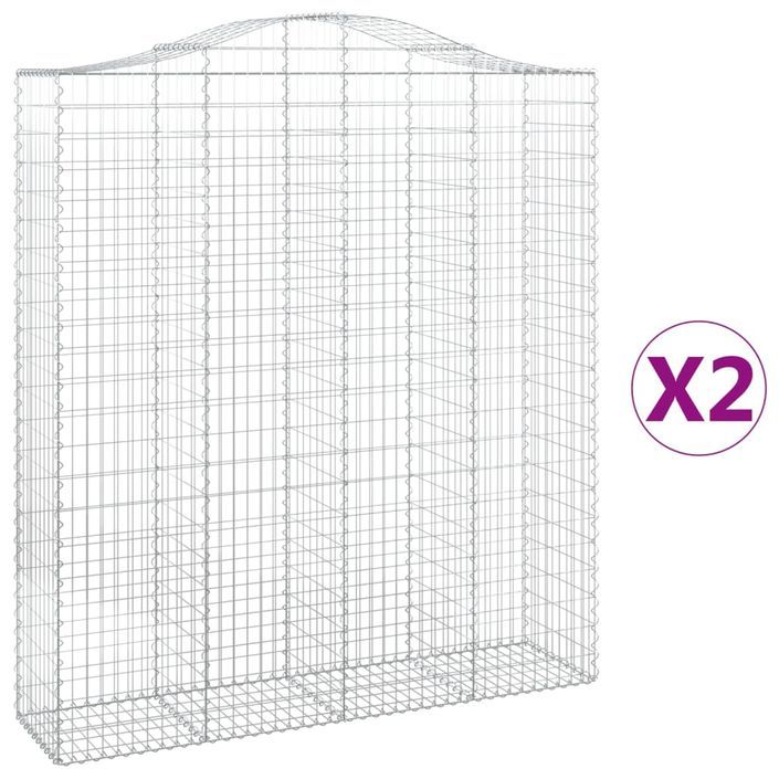 Paniers à gabions arqués 2 pcs 200x50x220/240 cm Fer galvanisé - Photo n°2