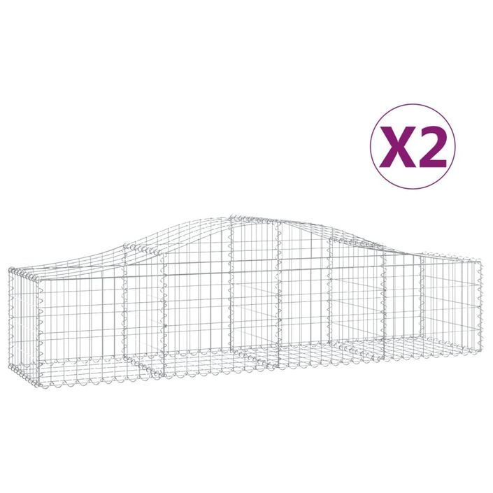 Paniers à gabions arqués 2 pcs 200x50x40/60 cm fer galvanisé - Photo n°2