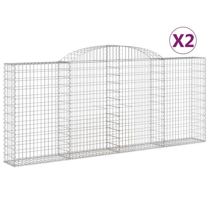 Paniers à gabions arqués 2 pcs 300x30x120/140 cm fer galvanisé - Photo n°2