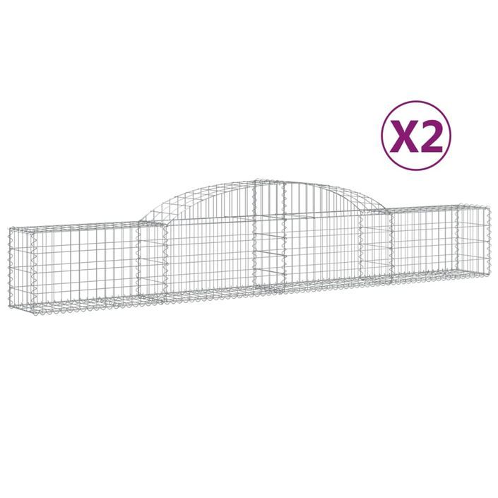 Paniers à gabions arqués 2 pcs 300x30x40/60 cm fer galvanisé - Photo n°2