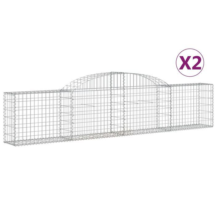 Paniers à gabions arqués 2 pcs 300x30x60/80 cm Fer galvanisé - Photo n°2