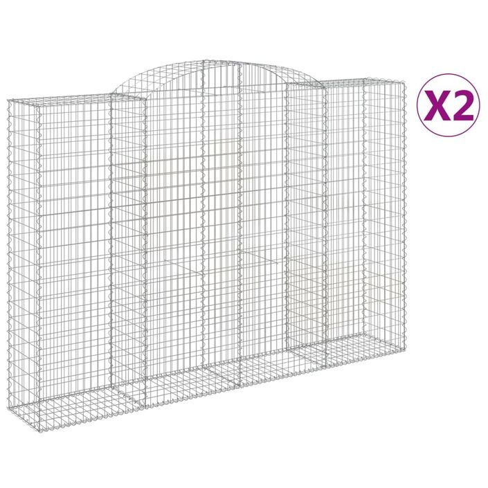 Paniers à gabions arqués 2 pcs 300x50x200/220 cm fer galvanisé - Photo n°2