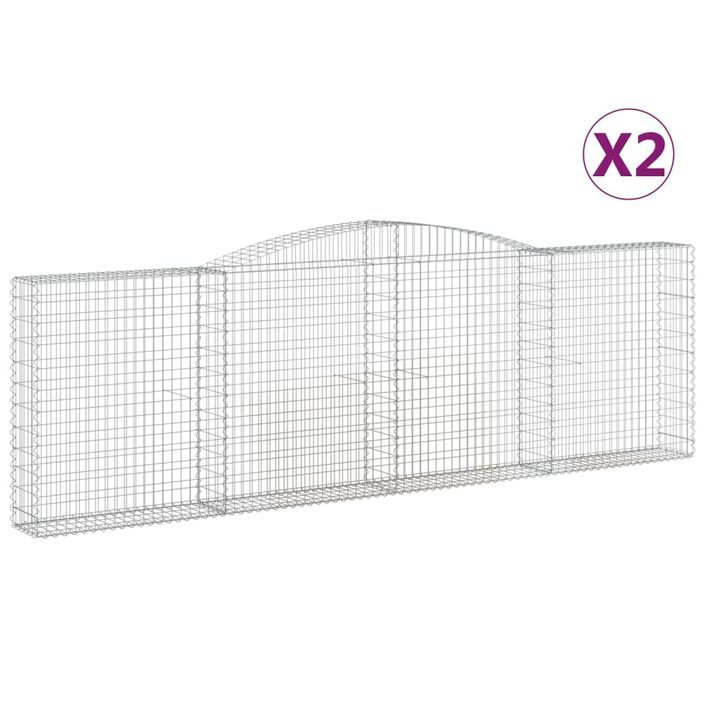 Paniers à gabions arqués 2 pcs 400x30x120/140 cm Fer galvanisé - Photo n°2