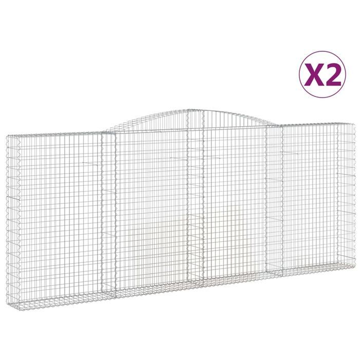 Paniers à gabions arqués 2 pcs 400x30x160/180 cm Fer galvanisé - Photo n°2