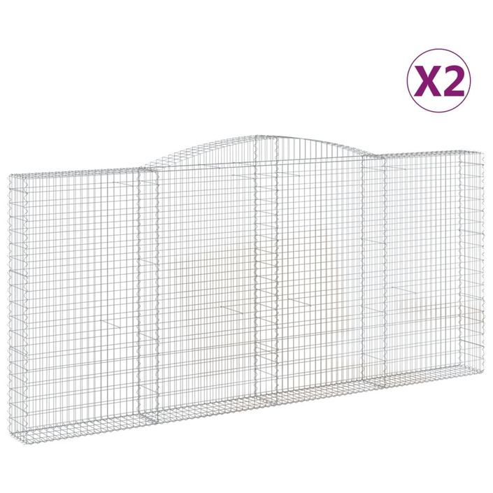 Paniers à gabions arqués 2 pcs 400x30x180/200 cm Fer galvanisé - Photo n°2