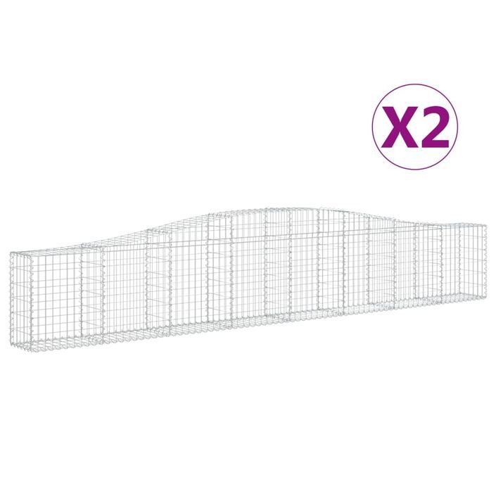 Paniers à gabions arqués 2 pcs 400x30x60/80 cm Fer galvanisé - Photo n°2