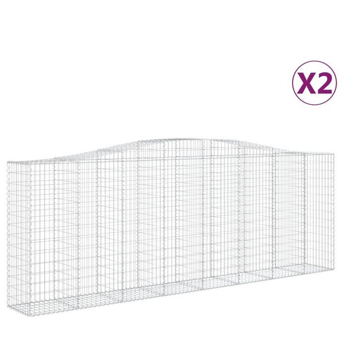 Paniers à gabions arqués 2 pcs 400x50x140/160 cm Fer galvanisé - Photo n°2