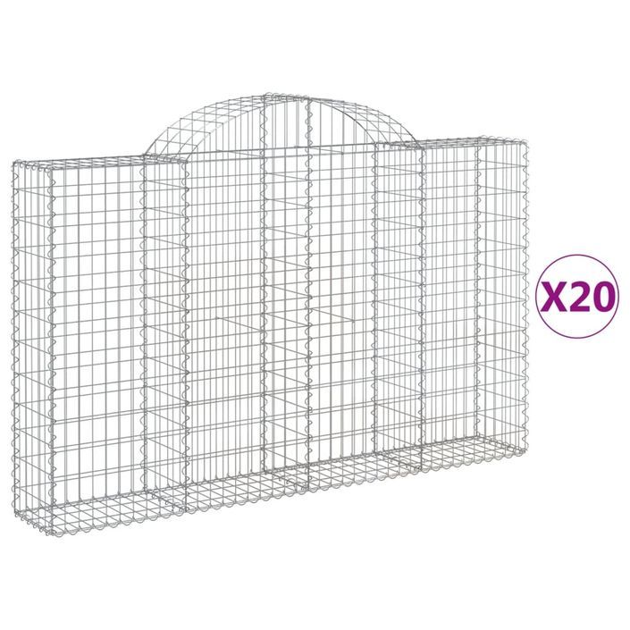 Paniers à gabions arqués 20 pcs 200x30x120/140 cm Fer galvanisé - Photo n°2