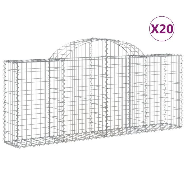 Paniers à gabions arqués 20 pcs 200x30x80/100 cm Fer galvanisé - Photo n°2