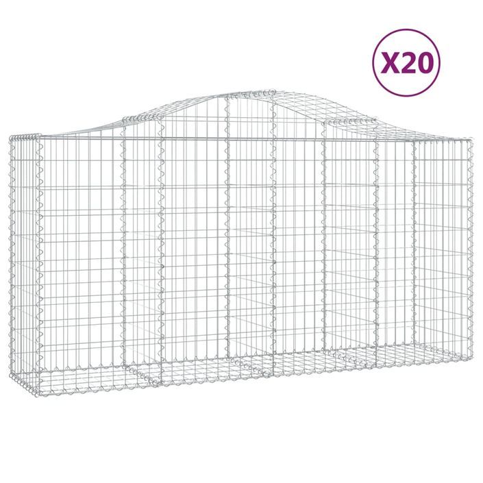 Paniers à gabions arqués 20 pcs 200x50x100/120 cm fer galvanisé - Photo n°2