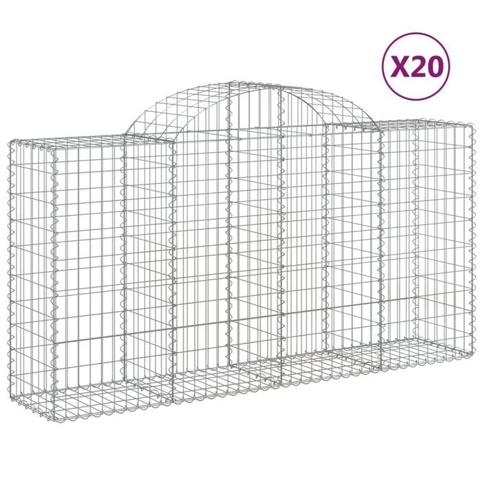 Paniers à gabions arqués 20 pcs 200x50x100/120 cm fer galvanisé - Photo n°2