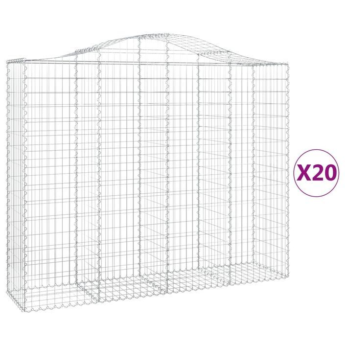 Paniers à gabions arqués 20 pcs 200x50x160/180 cm Fer galvanisé - Photo n°2