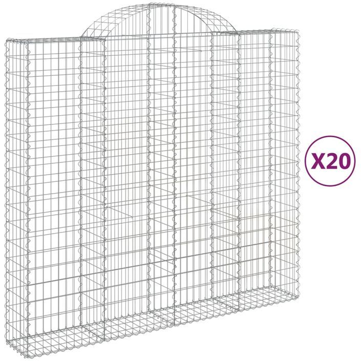 Paniers à gabions arqués 20 pcs 200x50x180/200 cm Fer galvanisé - Photo n°2