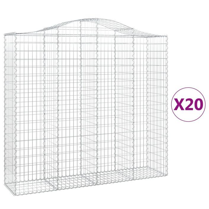 Paniers à gabions arqués 20 pcs 200x50x180/200 cm Fer galvanisé - Photo n°2