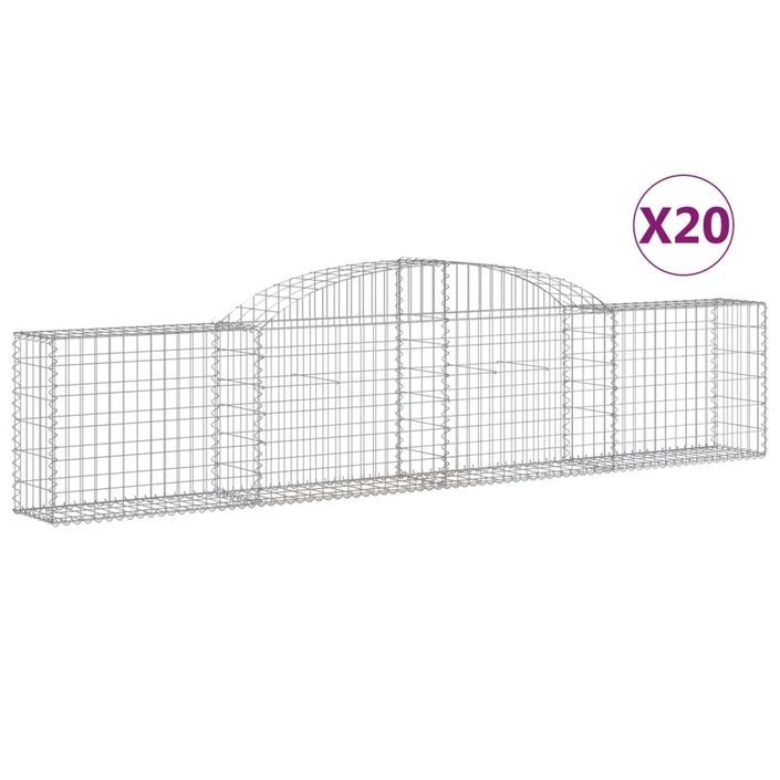 Paniers à gabions arqués 20 pcs 300x30x60/80 cm Fer galvanisé - Photo n°2