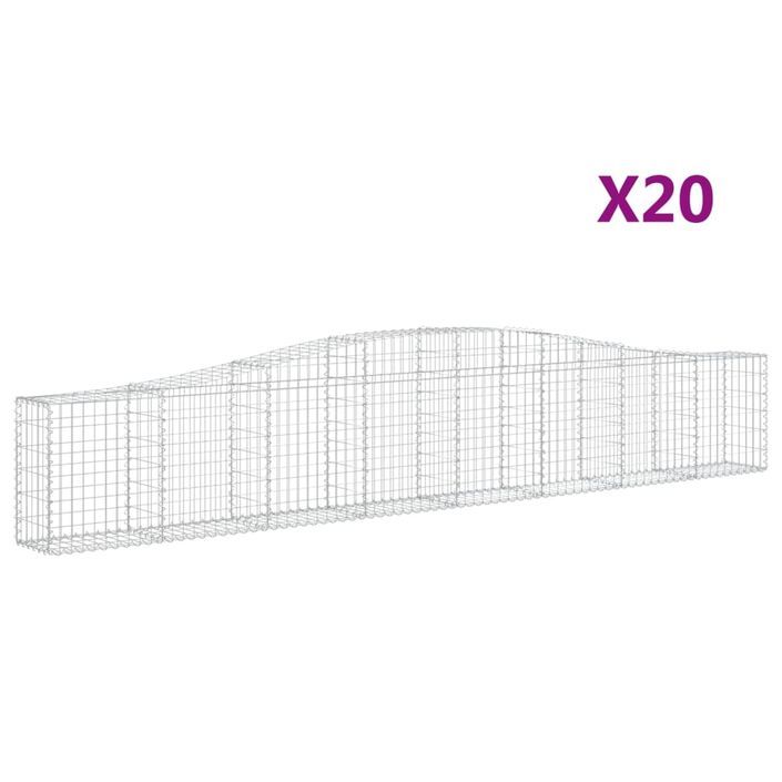 Paniers à gabions arqués 20 pcs 400x30x60/80 cm Fer galvanisé - Photo n°2