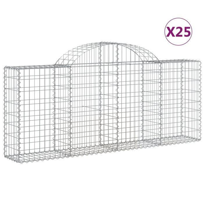 Paniers à gabions arqués 25 pcs 200x30x80/100 cm Fer galvanisé - Photo n°2