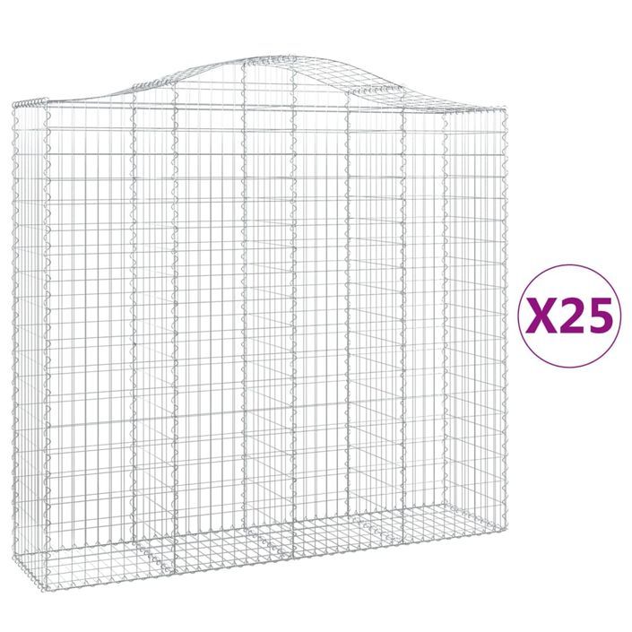 Paniers à gabions arqués 25 pcs 200x50x180/200 cm Fer galvanisé - Photo n°2