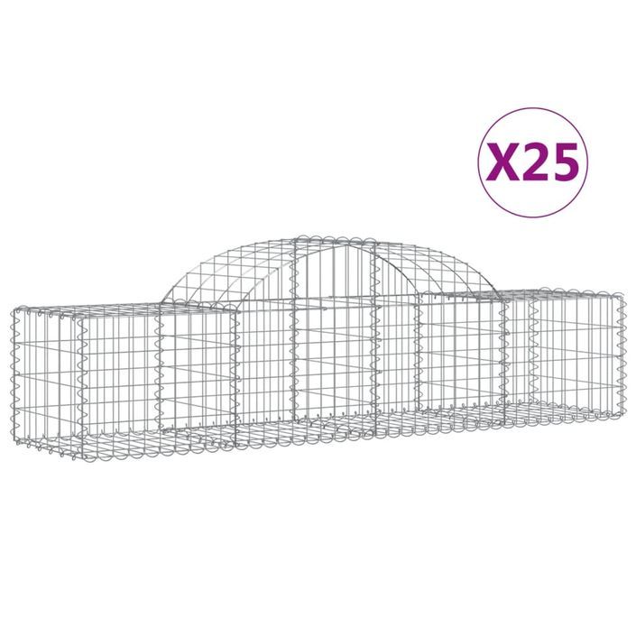 Paniers à gabions arqués 25 pcs 200x50x40/60 cm fer galvanisé - Photo n°2