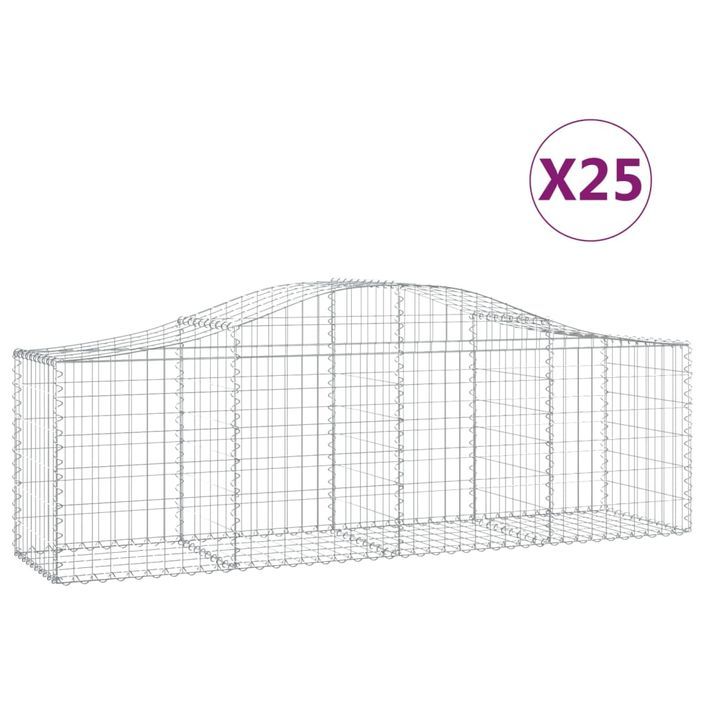 Paniers à gabions arqués 25 pcs 200x50x60/80 cm fer galvanisé - Photo n°2