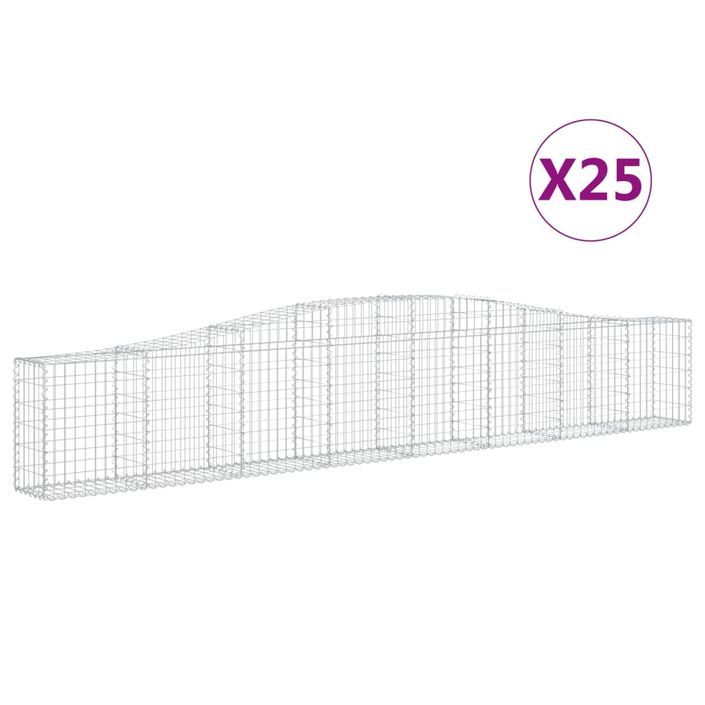 Paniers à gabions arqués 25 pcs 400x30x60/80 cm Fer galvanisé - Photo n°2