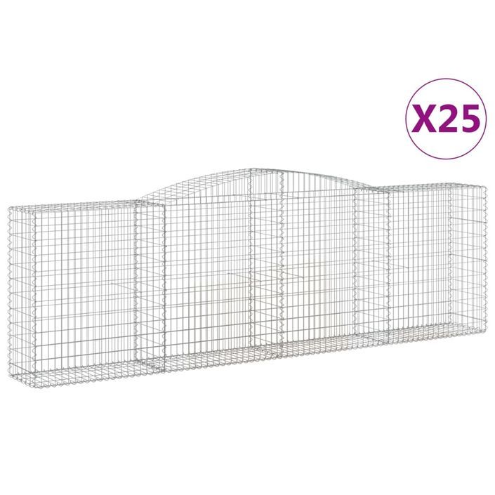 Paniers à gabions arqués 25 pcs 400x50x120/140 cm Fer galvanisé - Photo n°2