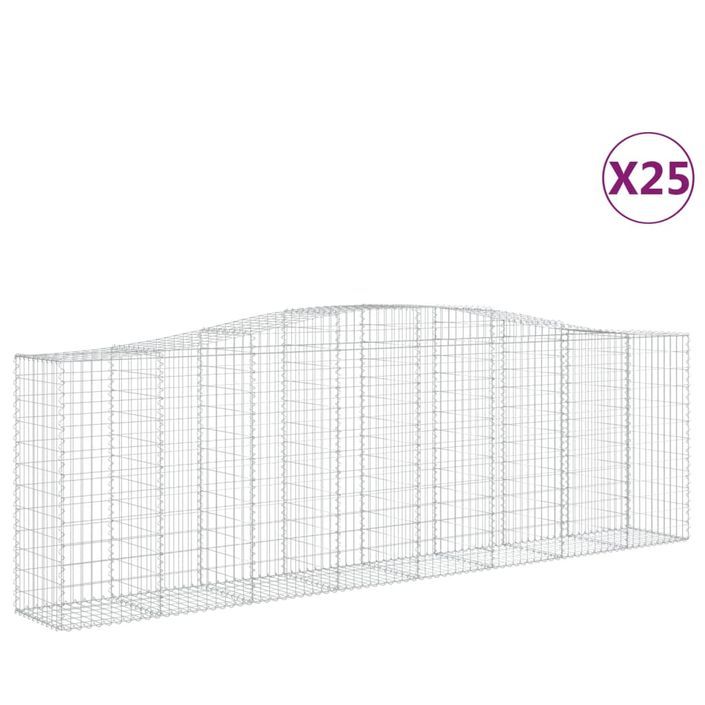 Paniers à gabions arqués 25 pcs 400x50x120/140 cm Fer galvanisé - Photo n°2