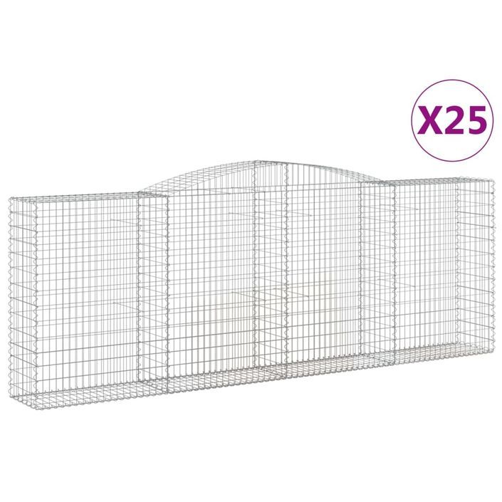 Paniers à gabions arqués 25 pcs 400x50x140/160 cm Fer galvanisé - Photo n°2