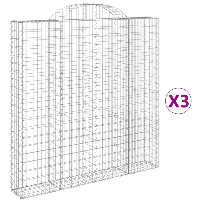 Paniers à gabions arqués 3 pcs 200x30x200/220 cm fer galvanisé - Photo n°2