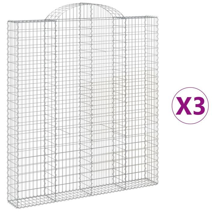 Paniers à gabions arqués 3 pcs 200x30x220/240 cm fer galvanisé - Photo n°2