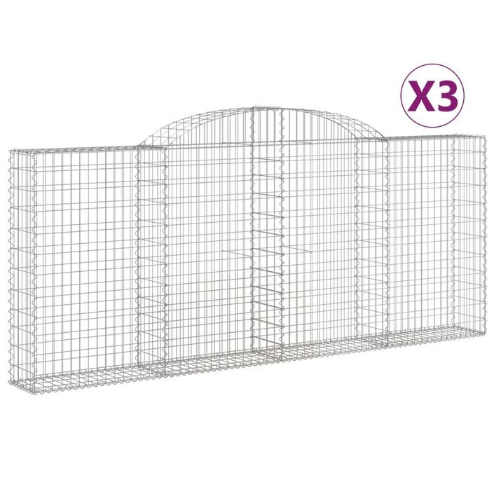 Paniers à gabions arqués 3 pcs 300x30x120/140 cm fer galvanisé - Photo n°2