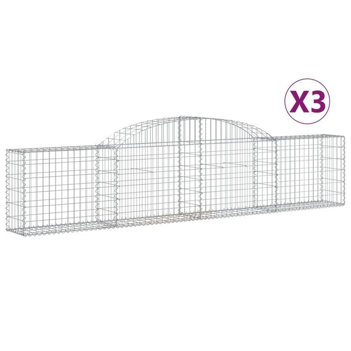 Paniers à gabions arqués 3 pcs 300x30x60/80 cm Fer galvanisé - Photo n°2