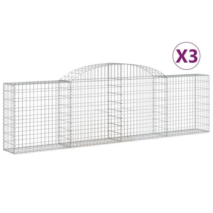 Paniers à gabions arqués 3 pcs 300x30x80/100 cm fer galvanisé - Photo n°2