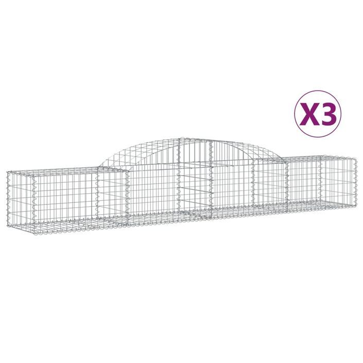 Paniers à gabions arqués 3 pcs 300x50x40/60 cm fer galvanisé - Photo n°2