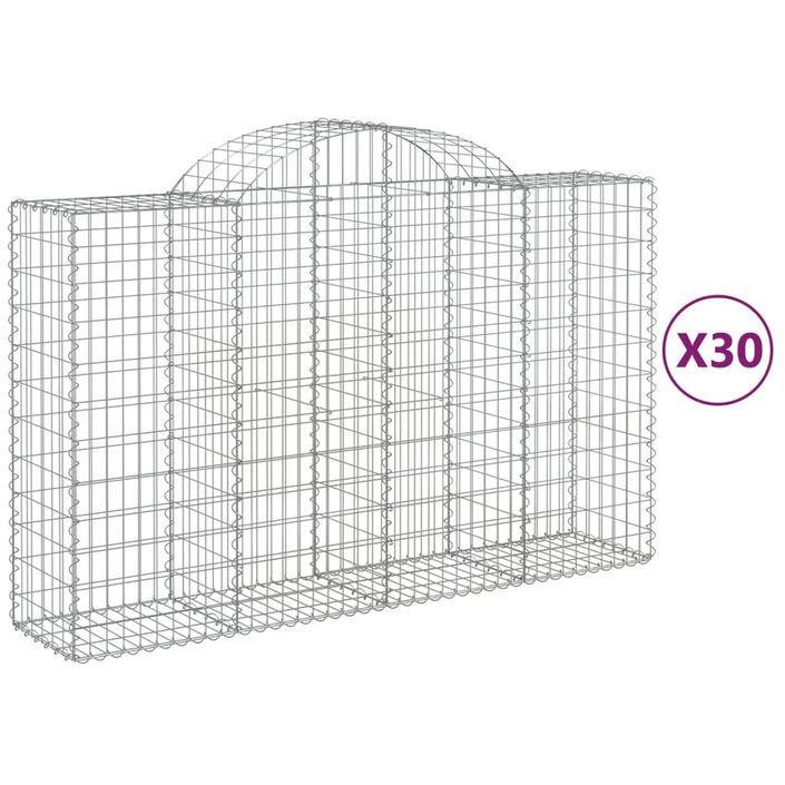 Paniers à gabions arqués 30 pcs 200x50x120/140 cm Fer galvanisé - Photo n°2