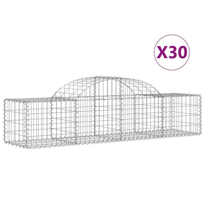 Paniers à gabions arqués 30 pcs 200x50x40/60 cm fer galvanisé - Photo n°2