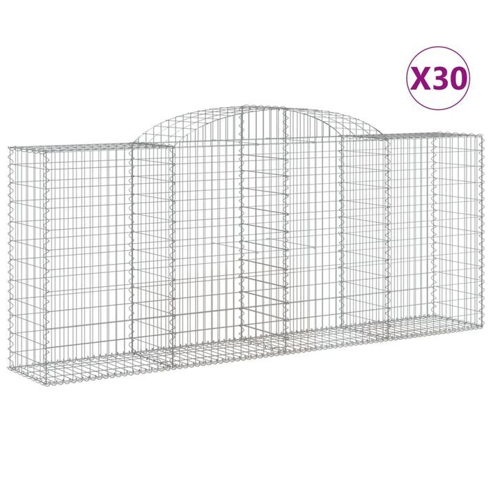 Paniers à gabions arqués 30 pcs 300x50x120/140 cm fer galvanisé - Photo n°2