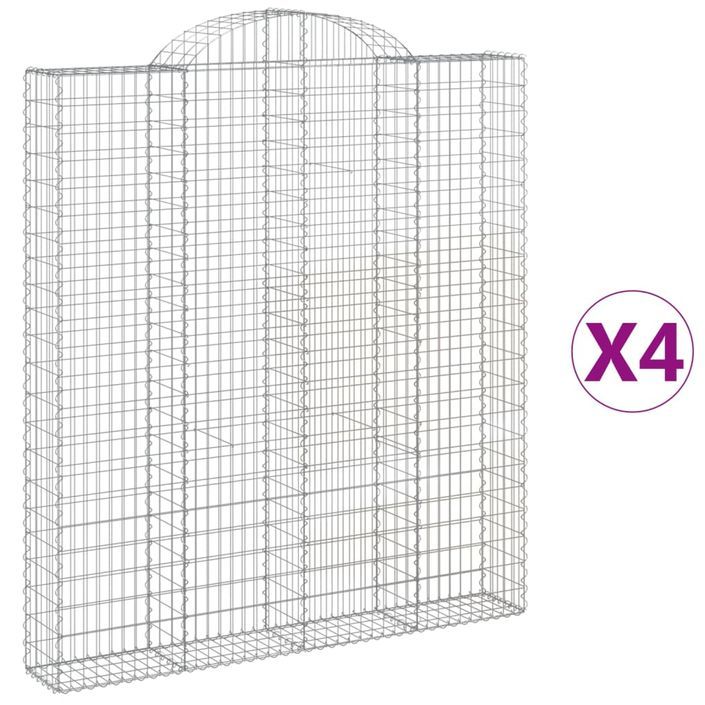 Paniers à gabions arqués 4 pcs 200x30x220/240 cm fer galvanisé - Photo n°2