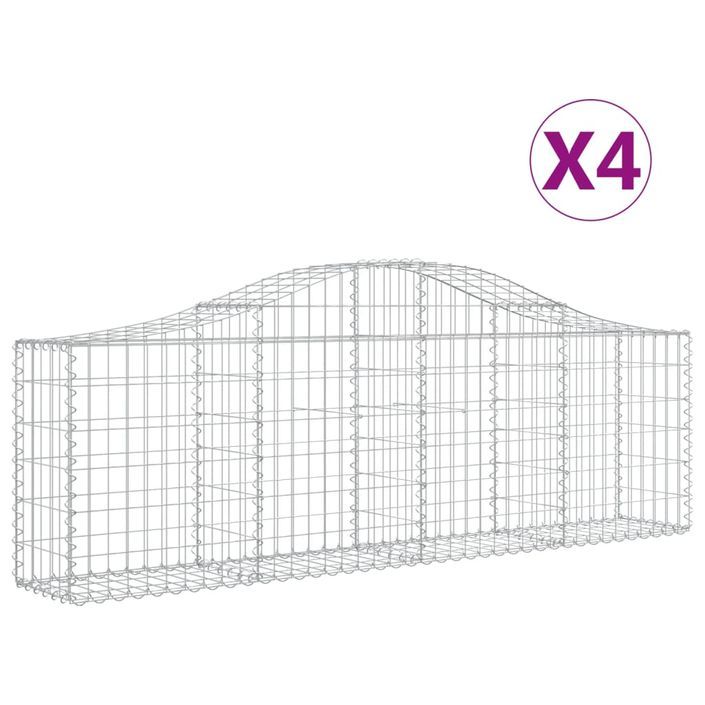 Paniers à gabions arqués 4 pcs 200x30x60/80 cm Fer galvanisé - Photo n°2