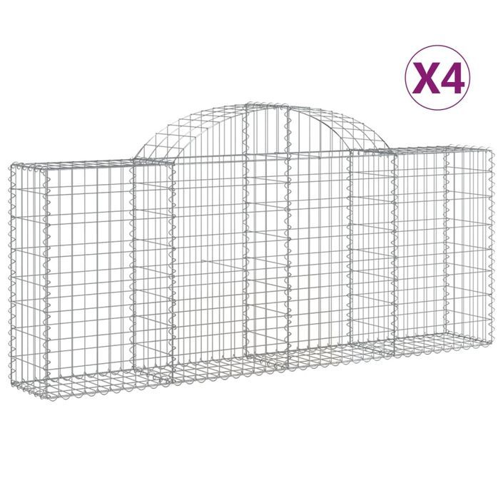 Paniers à gabions arqués 4 pcs 200x30x80/100 cm Fer galvanisé - Photo n°2