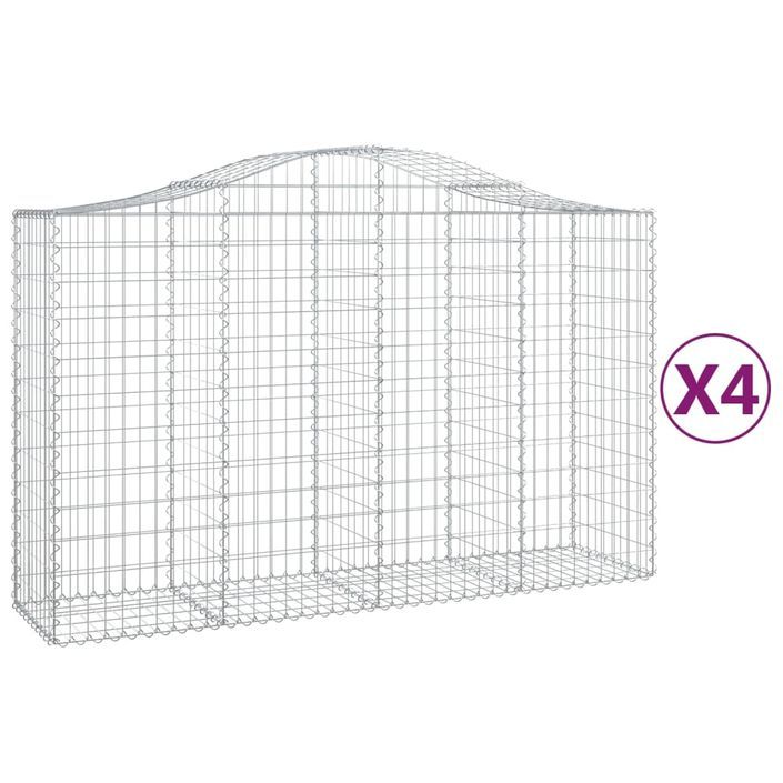 Paniers à gabions arqués 4 pcs 200x50x120/140 cm Fer galvanisé - Photo n°2