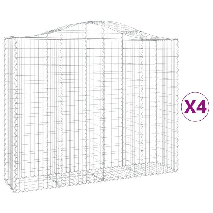 Paniers à gabions arqués 4 pcs 200x50x160/180 cm Fer galvanisé - Photo n°2