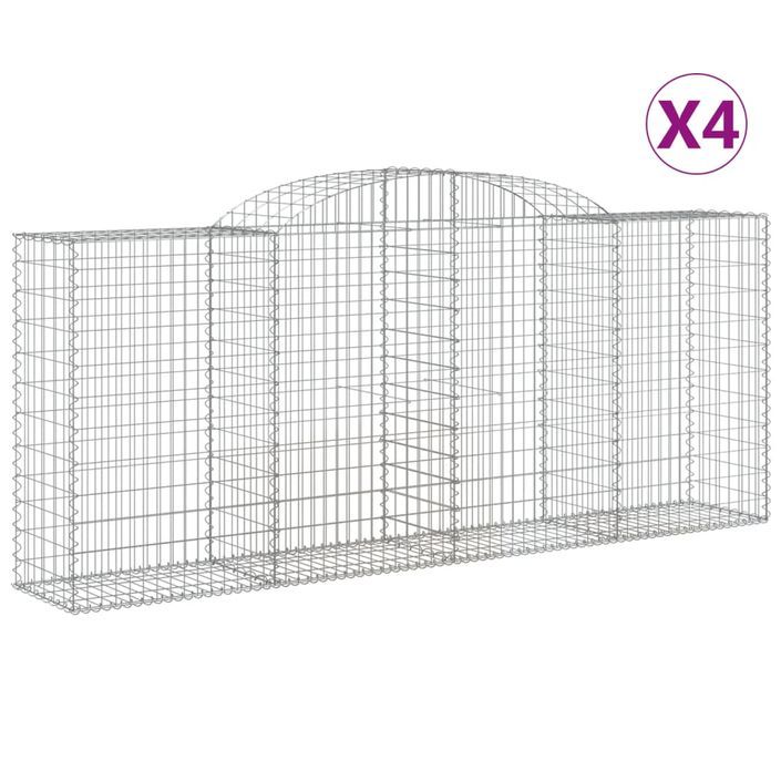 Paniers à gabions arqués 4 pcs 300x50x120/140 cm fer galvanisé - Photo n°2