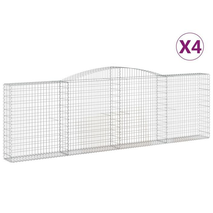 Paniers à gabions arqués 4 pcs 400x30x120/140 cm Fer galvanisé - Photo n°2