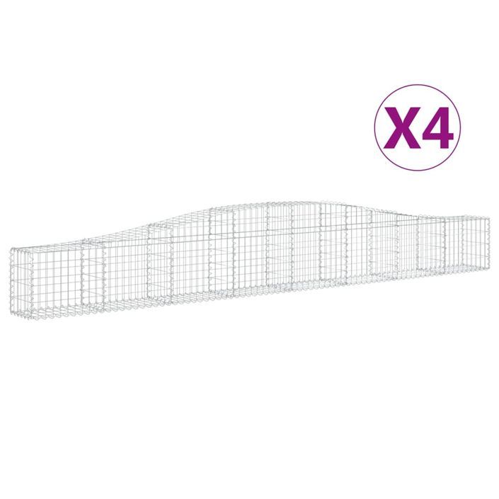 Paniers à gabions arqués 4 pcs 400x30x40/60 cm Fer galvanisé - Photo n°2